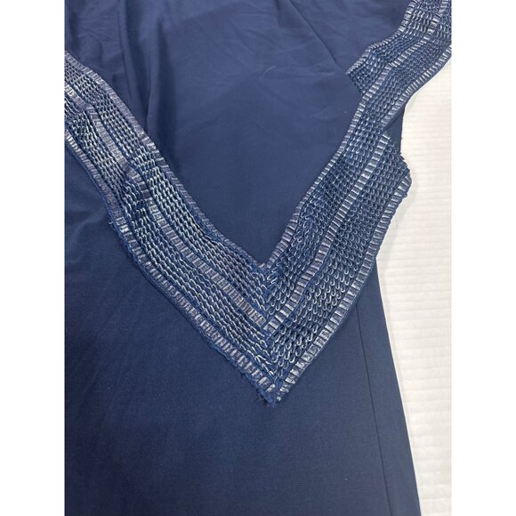 SLNY Womens size 12 Cold Shoulder Sheer Poncho Dress Blue - Picture 4 of 7